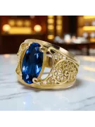 Anneau Saphir Or jaune 14 carats Artisanat vintage vrc057y